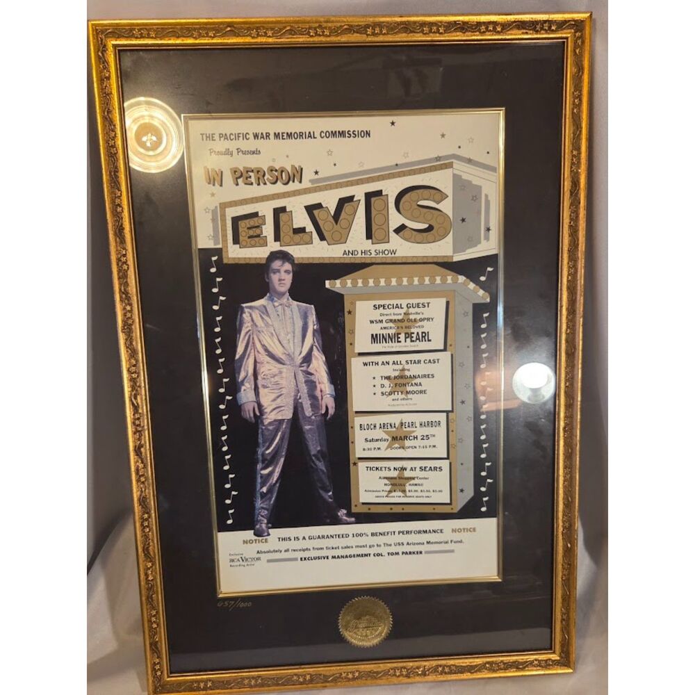 Elvis Presley Framed Concert Poster Print – Pearl Harbor Hawaii  Limited Edition